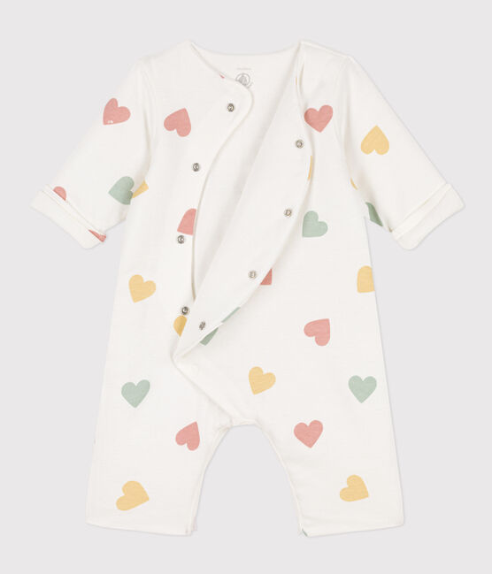 Langer Baby-Overall aus Baumwolle weiss MARSHMALLOW/weiss MULTICO
