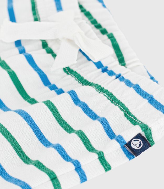 Baby-Shorts aus Baumwolle mit zweifarbigen Streifen weiss/vielfarbig