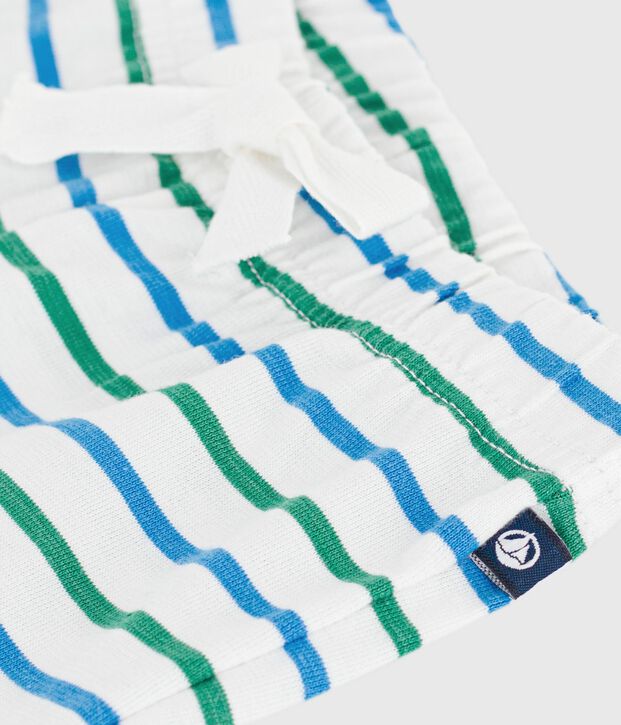 Baby-Shorts aus Baumwolle mit zweifarbigen Streifen weiss/vielfarbig