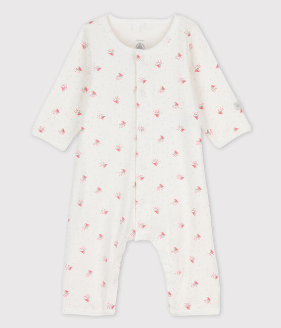 Fußloser Baby-Bodyjama aus Bio-Baumwolle  weiss MARSHMALLOW/weiss MULTICO