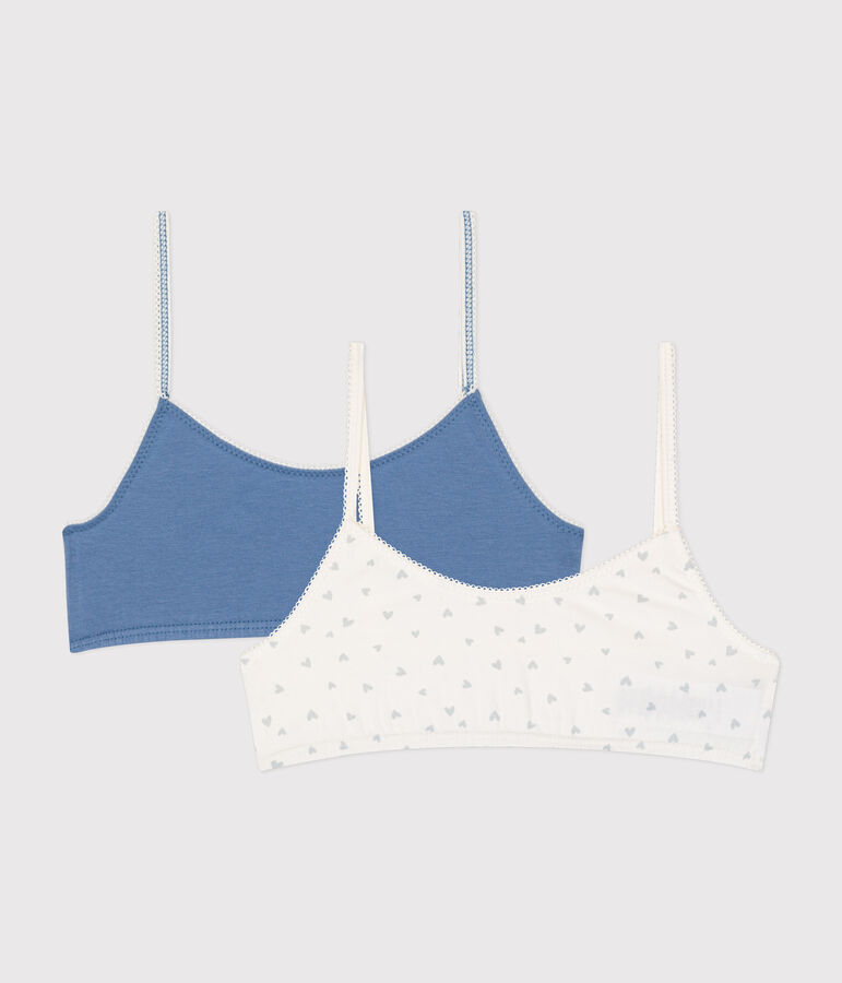 2er-Set Kinder-Bustier aus Baumwolle und Elastan mit Herz-Motiv vielfarbig