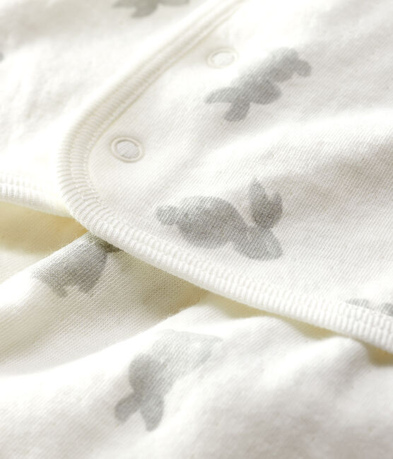 Zweiteiliges Baby-Set aus Doppeljersey aus Bio-Baumwolle mit Kaninchen-Motiv weiss MARSHMALLOW/grau GRIS