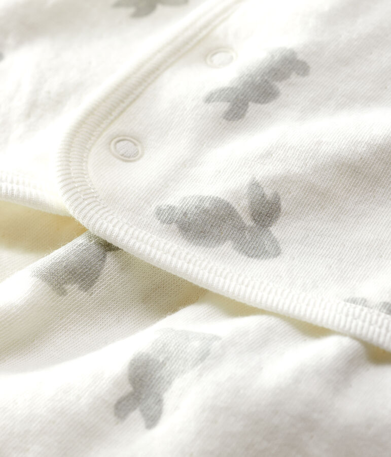 Zweiteiliges Baby-Set aus Doppeljersey aus Bio-Baumwolle mit Kaninchen-Motiv weiss/grau