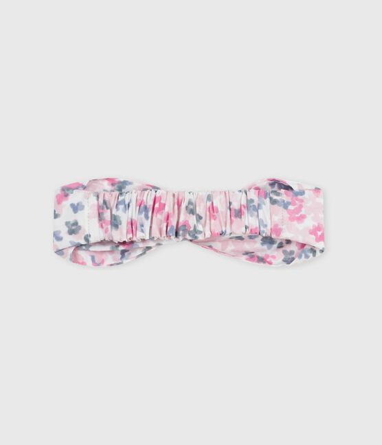 Baby-Stirnband aus Popeline mit Blumenmuster rosa CHARME/weiss MULTICO