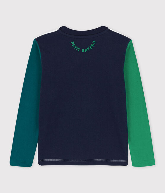 Langärmeliges Kinder-T-Shirt aus Baumwolle für Jungen weiss MARSHMALLOW/weiss MULTICO