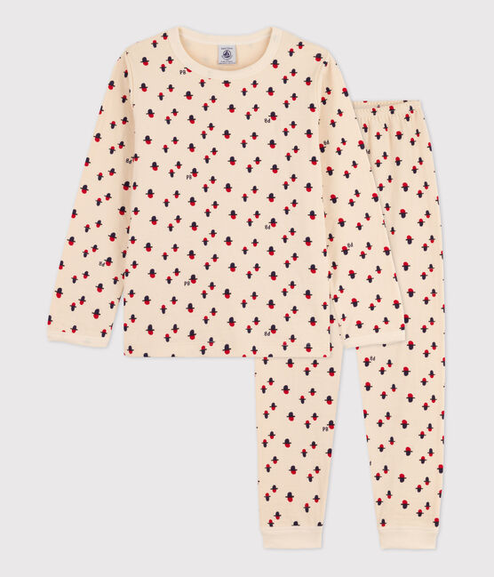 Kinderpyjama aus Doppeljersey weiss AVALANCHE/ STOP/ MULTICO