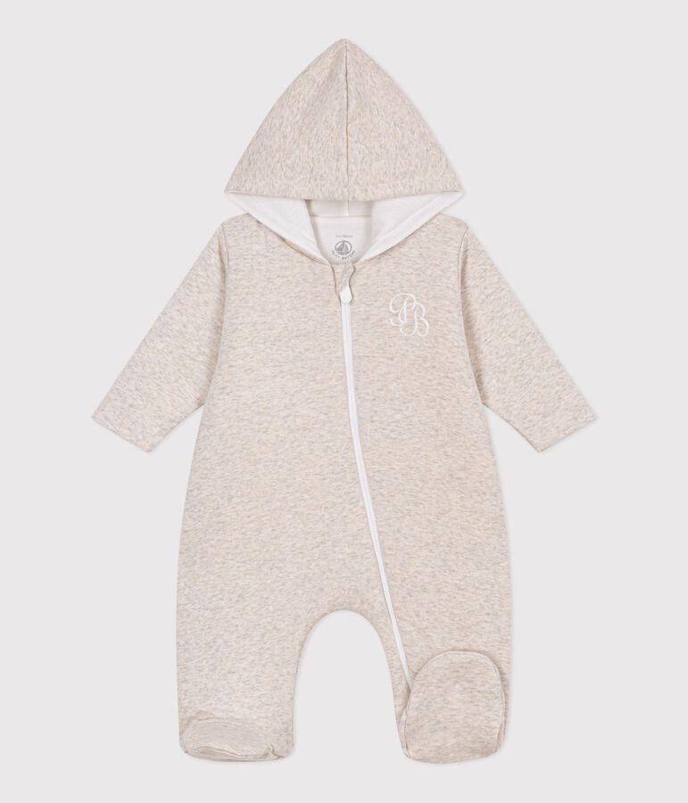 Wattierter Baby-Overall mit Kapuze und F&uuml;&szlig;chen, einfarbig beige MONTELIMAR CHINE