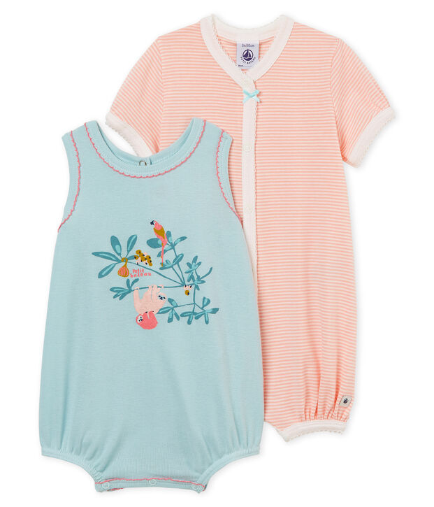 Duo Baby-Kurzoveralls M&auml;dchen aus Rippstrick vielfarbig