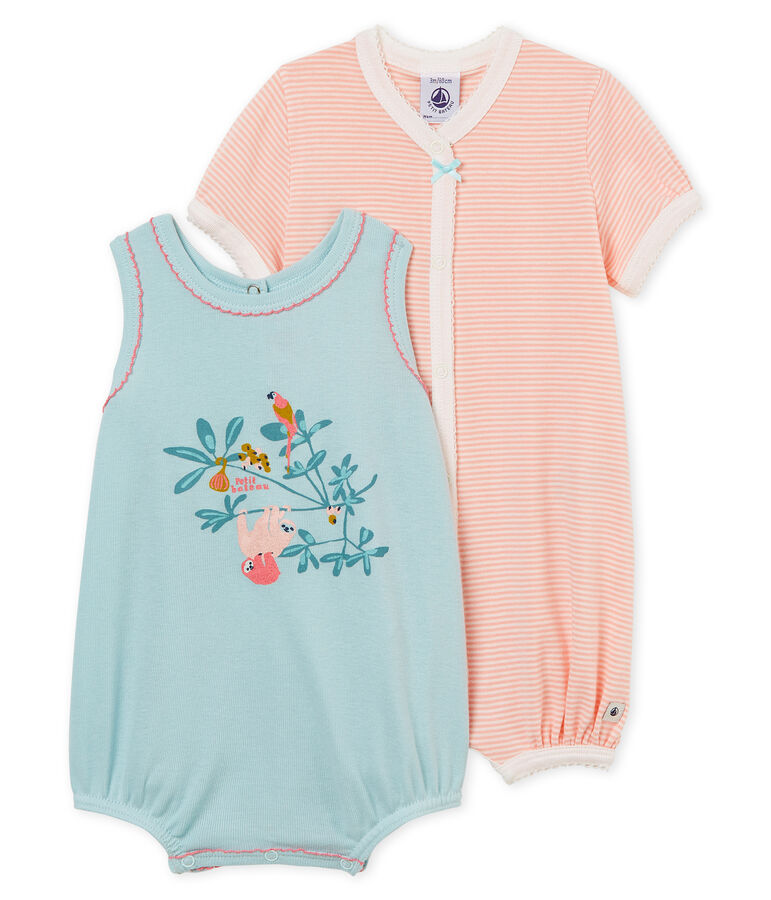 Duo Baby-Kurzoveralls M&auml;dchen aus Rippstrick variante 1