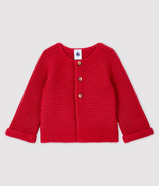 Baby-Cardigan für Mädchen aus Wolle und Baumwolle rosa POPPY