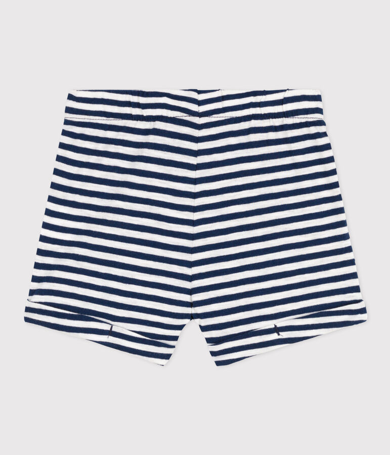 Baby-Shorts aus gestreiftem geflammtem Jersey blau/weiss