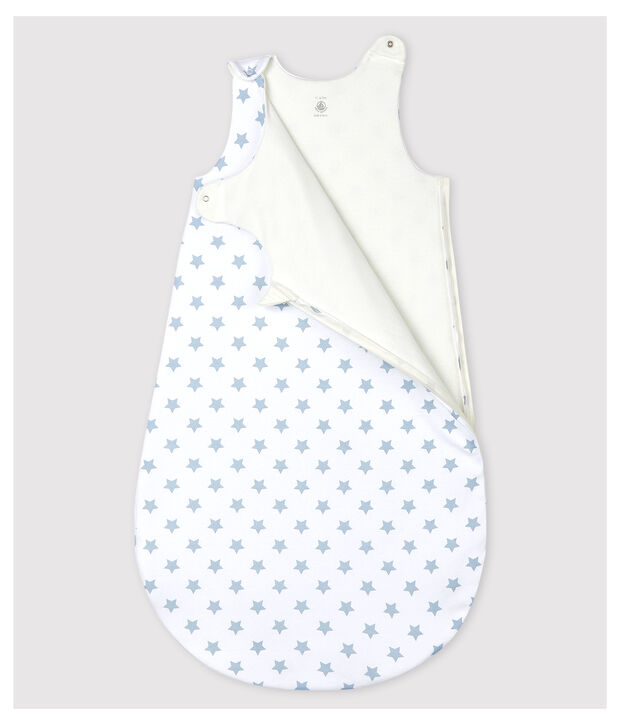 Babyschlafsack aus Baumwolle mit Sternmotiv weiss/grau