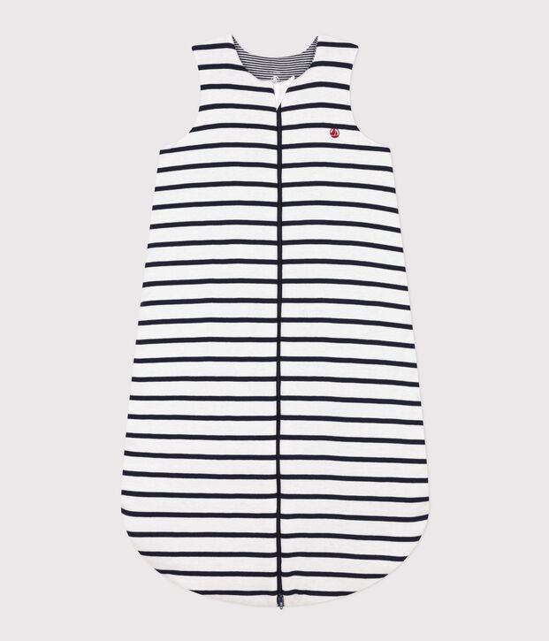 Gestreifter Babyschlafsack aus Baumwolle TOG-Wert 2 weiss/blau