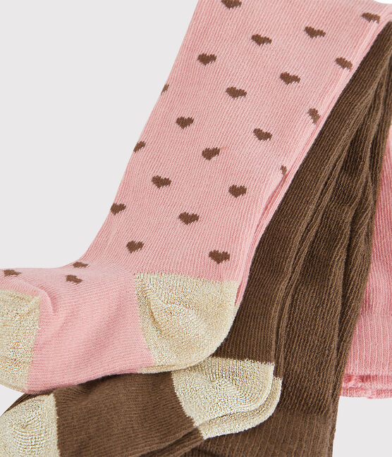2er-Set Baby-Strumpfhosen für Mädchen rosa CHARME/weiss MULTICO