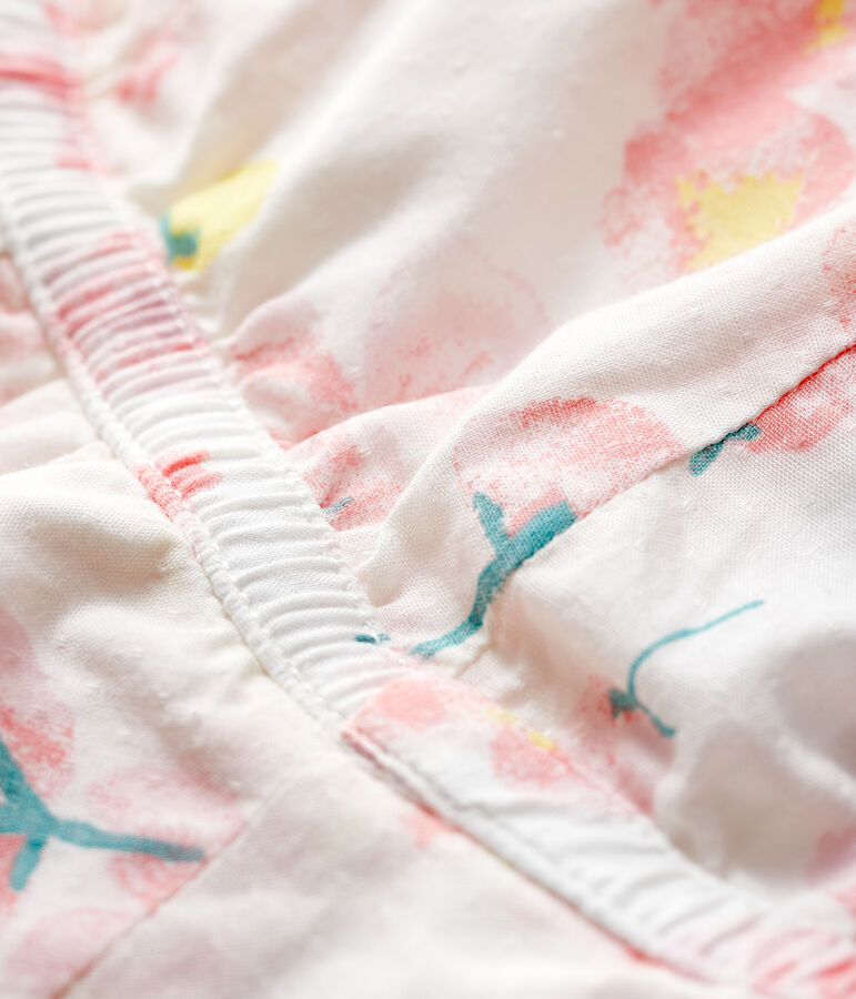 Baby-Sonnenhut aus Popeline mit Blumenmuster f&uuml;r M&auml;dchen weiss/vielfarbig