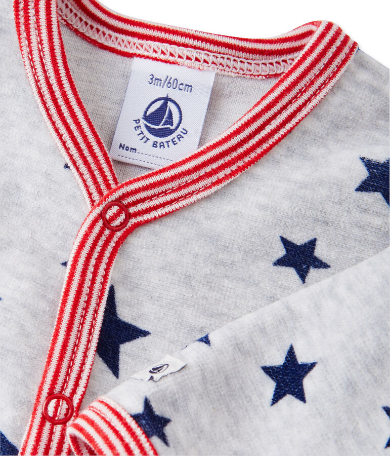 Bedruckter Baby-Jungen-Strampler grau BELUGA/weiss MULTICO