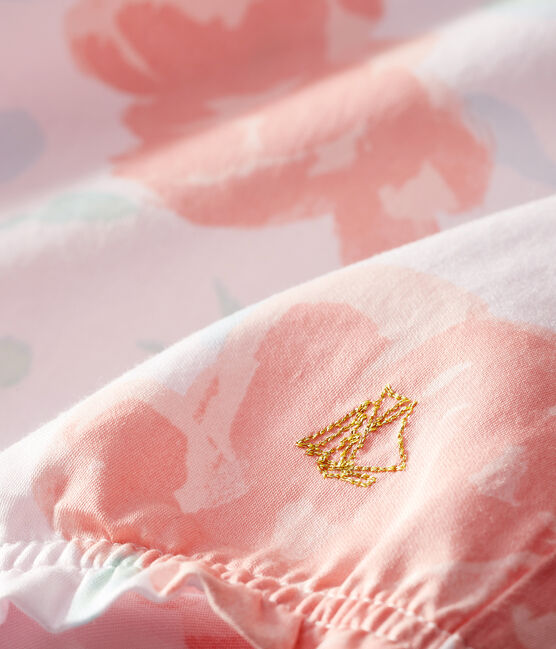 Gemusterter Baby-Spieler aus Satin für Mädchen rosa VIENNE/weiss MULTICO