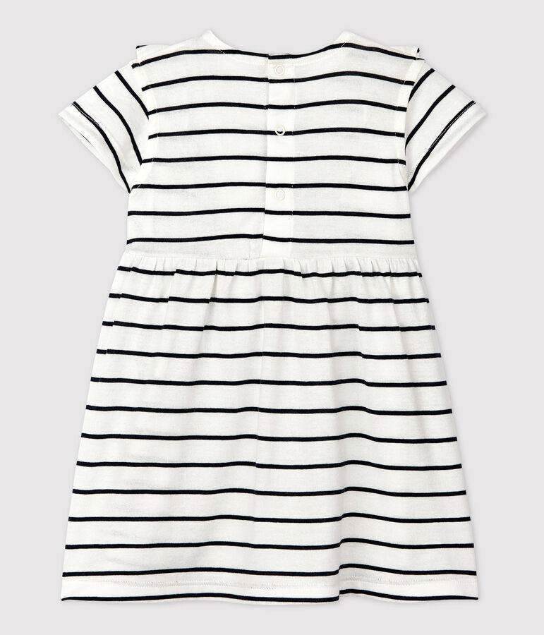 Kurz&auml;rmeliges Babykleid aus gestreiftem Jersey weiss/blau