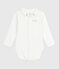 Baby-Body mit besticktem Kragen und Schriftzug an der Brust MARSHMALLOW/ ADRIATIC