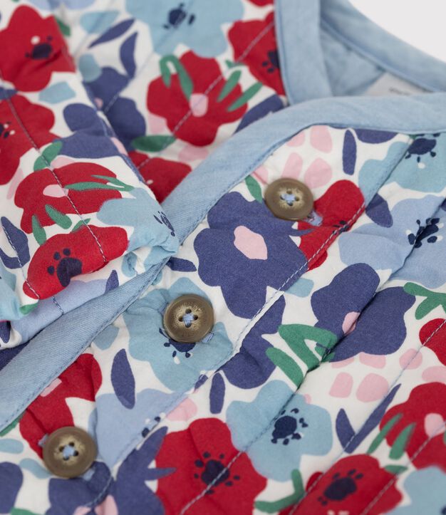 Baby-Jacke aus gesteppter Baumwolle mit Blumenmuster weiss/vielfarbig