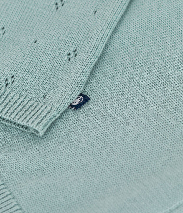 Baby-Cardigan aus Baumwolle mit Zierstrick gr&uuml;n