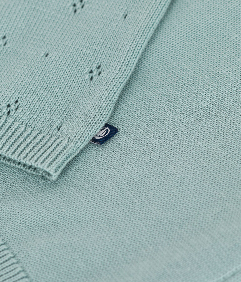 Baby-Cardigan aus Baumwolle mit Zierstrick gr&uuml;n