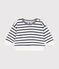Baby-Sweatshirt aus Bouclette-Samt weiss MARSHMALLOW/blau SMOKING