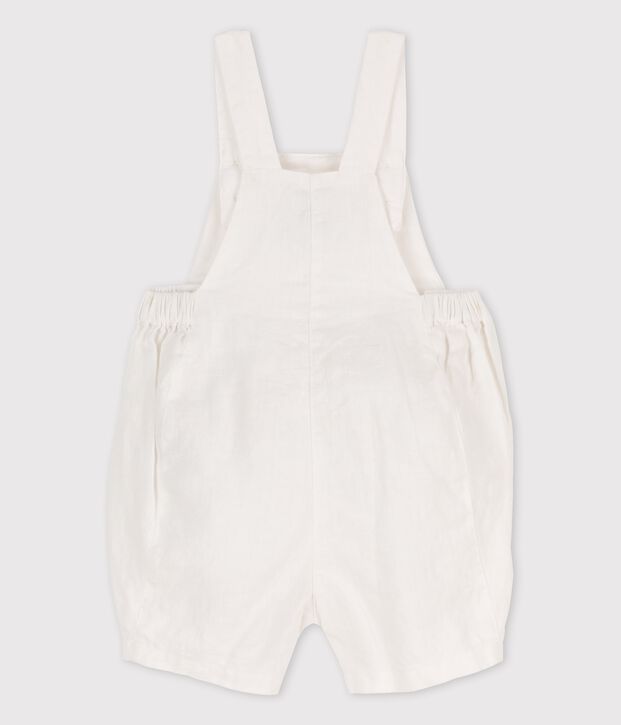 Kurze Baby-Latzhose aus Leinen weiss