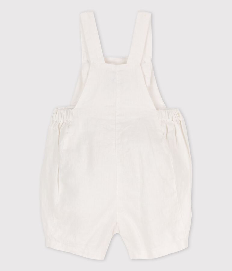 Kurze Baby-Latzhose aus Leinen weiss