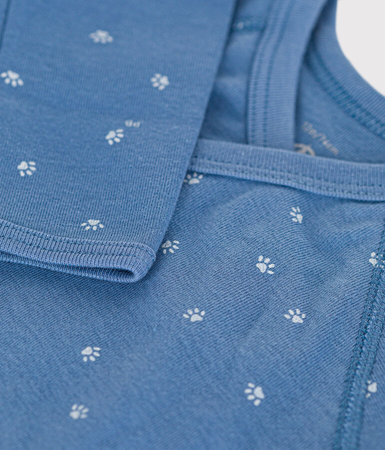 Lang&auml;rmeliger Baby-Wickelbody aus Baumwolle blau/weiss