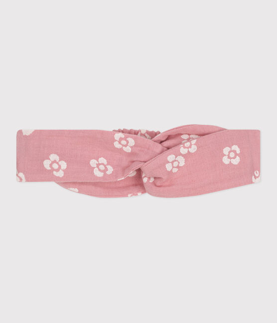Bandeau bébé en gaze de coton imprimé fleurs rosa CHARME/weiss MARSHMALLOW