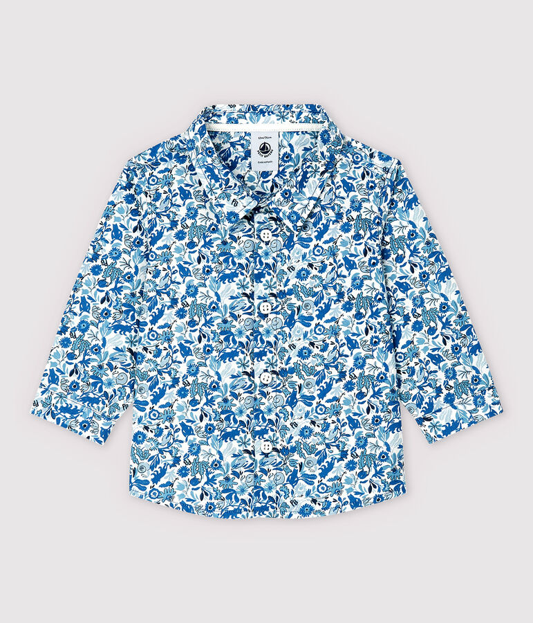 Lang&auml;rmeliges Baby-Hemd aus Popeline f&uuml;r Jungen weiss/vielfarbig