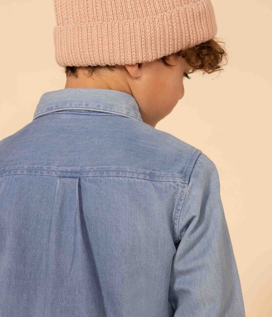 Kinderhemd aus leichtem Denim für Jungen blau DENIM CLAIR