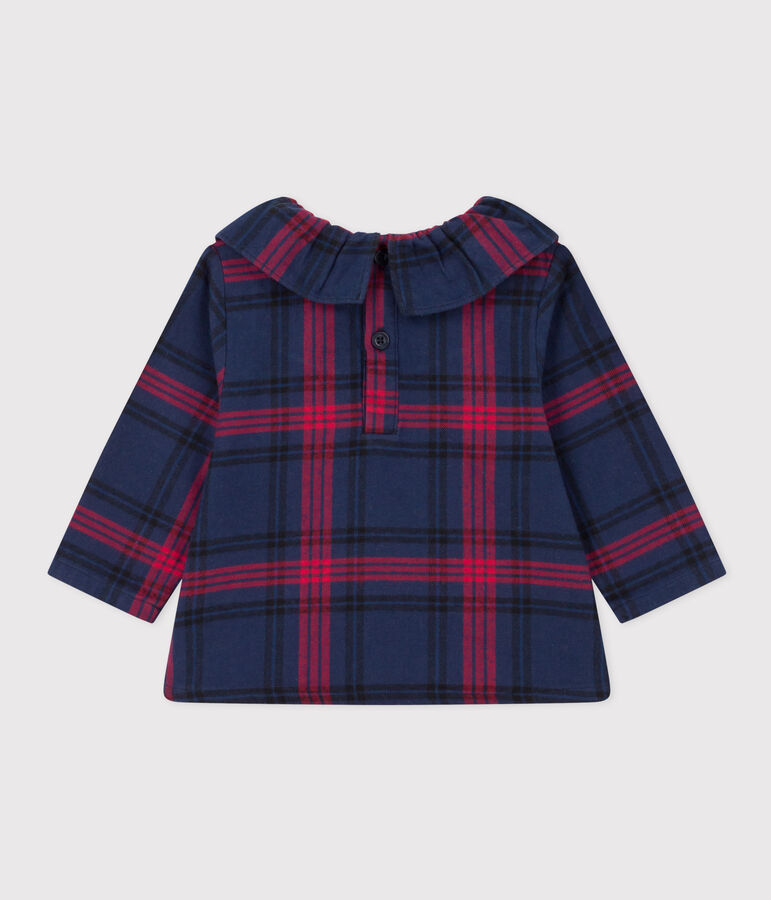 Lang&auml;rmelige Baby-Bluse aus Flanell blau/vielfarbig