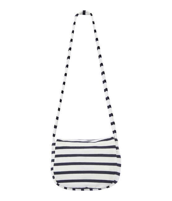 Gestreifte Mädchen-Schultertasche weiss MARSHMALLOW/blau SMOKING