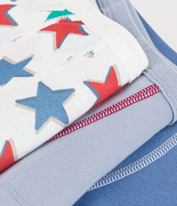 Set Kinder-Boxershorts mit &uuml;berzogenem Bund aus Baumwolle und Sternmotiv vielfarbig