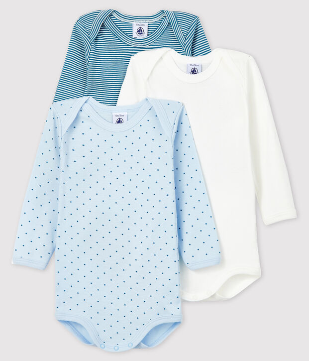 3er-Set lang&auml;rmlige Baby-Bodys f&uuml;r Jungen vielfarbig