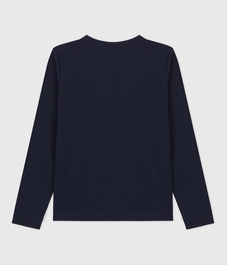 T-Shirt LE DROIT aus Baumwolle mit V-Ausschnitt f&uuml;r Damen blau