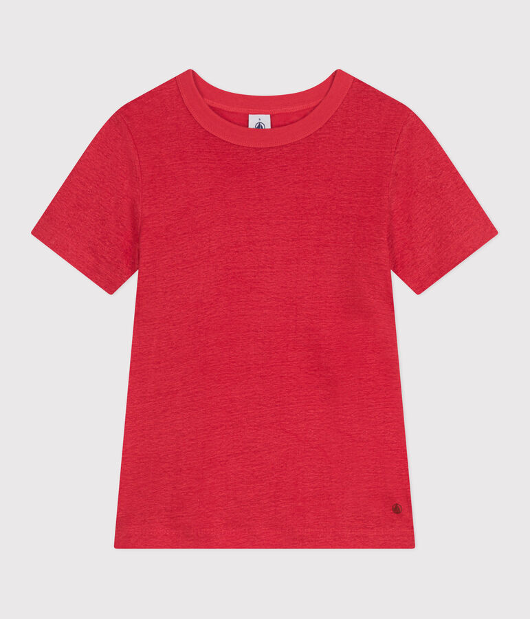 Kurz&auml;rmeliges Damen-T-Shirt aus Leinen rot