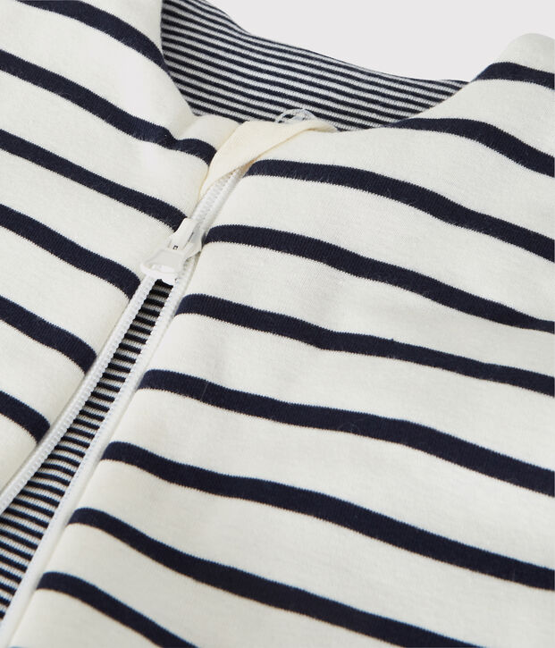 Baby-Wendeschlafsack aus Rippstrick mit Streifen-Design weiss/blau