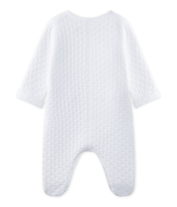 Unisex-Baby-Strampler aus bedrucktem, gedoppeltem Jersey weiss