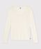 Damen-T-Shirt mit Ballerina-Ausschnitt aus einfarbiger Wolle und Baumwolle MILK