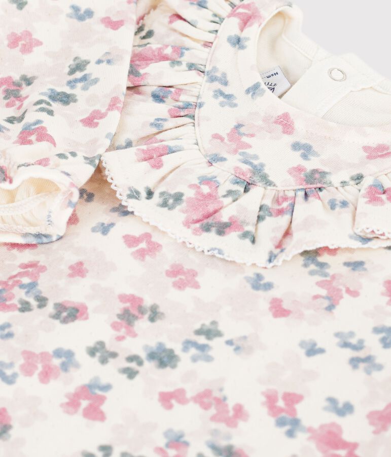 Lang&auml;rmeliges Baby-Kleid aus Baumwolle mit Blumenmuster naturfarben/vielfarbig