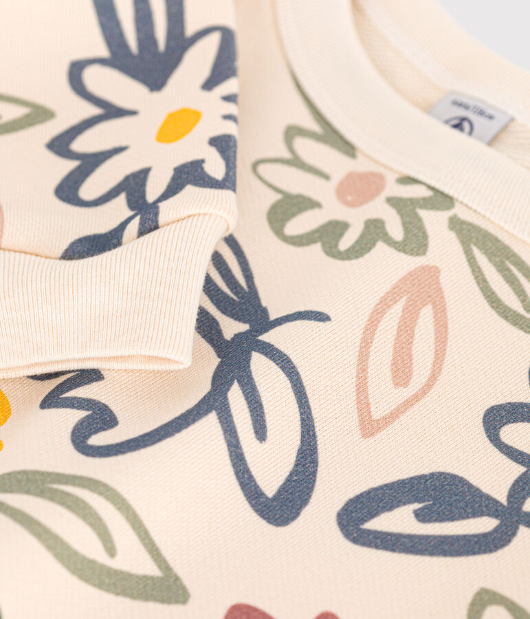 Kinder-Sweatshirt aus Molton f&uuml;r M&auml;dchen naturfarben/vielfarbig
