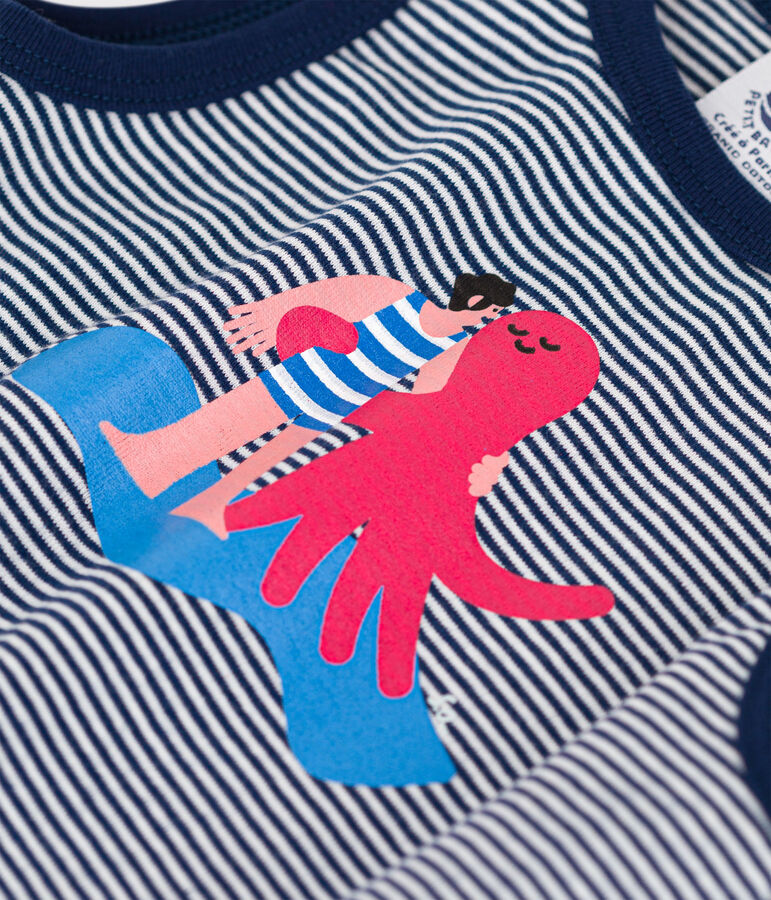 Baby-Overall Petit Bateau x Water Family blau/weiss