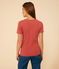 Damen-T-Shirt L'Iconique mit V-Ausschnitt aus Baumwolle, unifarben braun FAMEUX