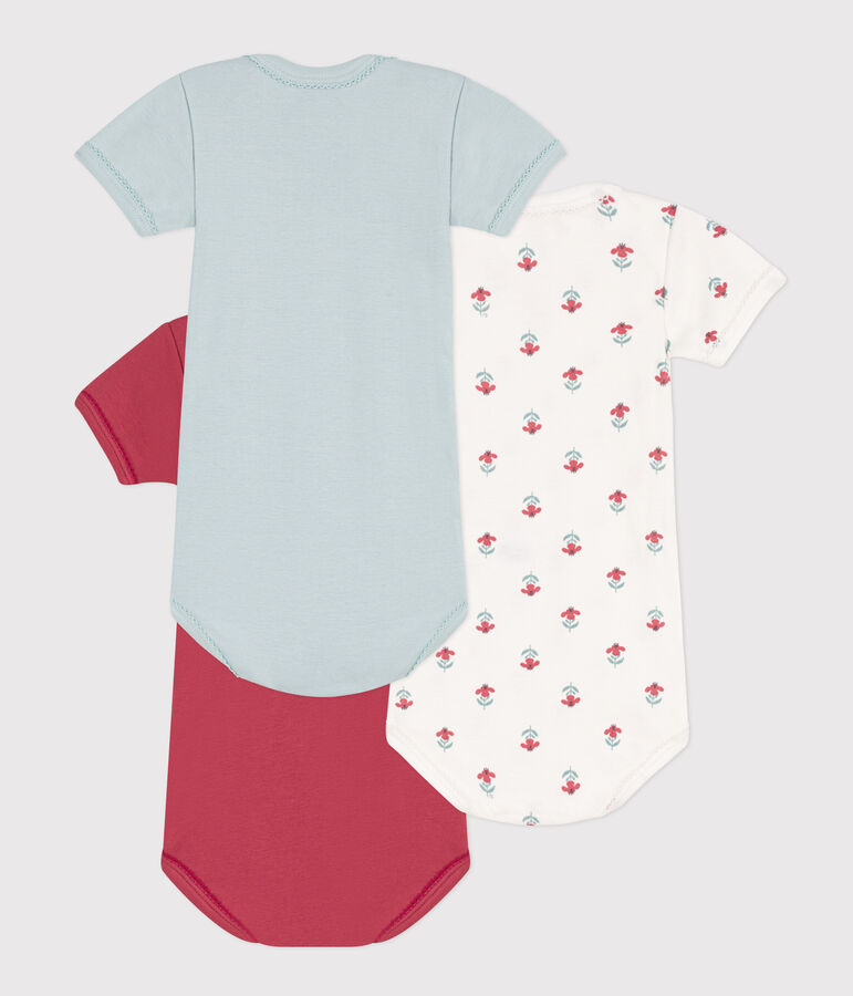 3er-Set kurz&auml;rmelige gebl&uuml;mte Bodys aus Baumwolle vielfarbig