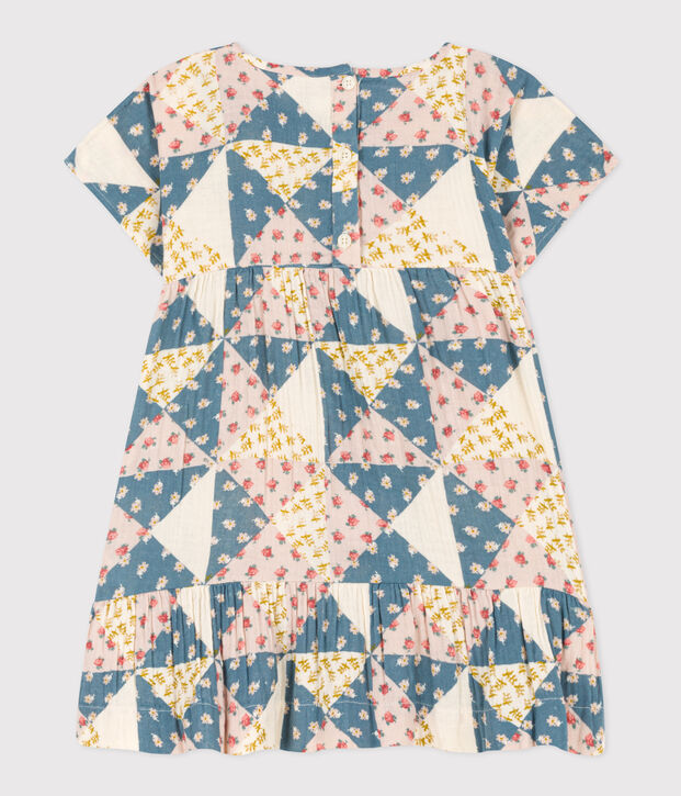 Kurz&auml;rmeliges Kleid aus Baumwollgaze f&uuml;r Kinder/M&auml;dchen naturfarben/vielfarbig