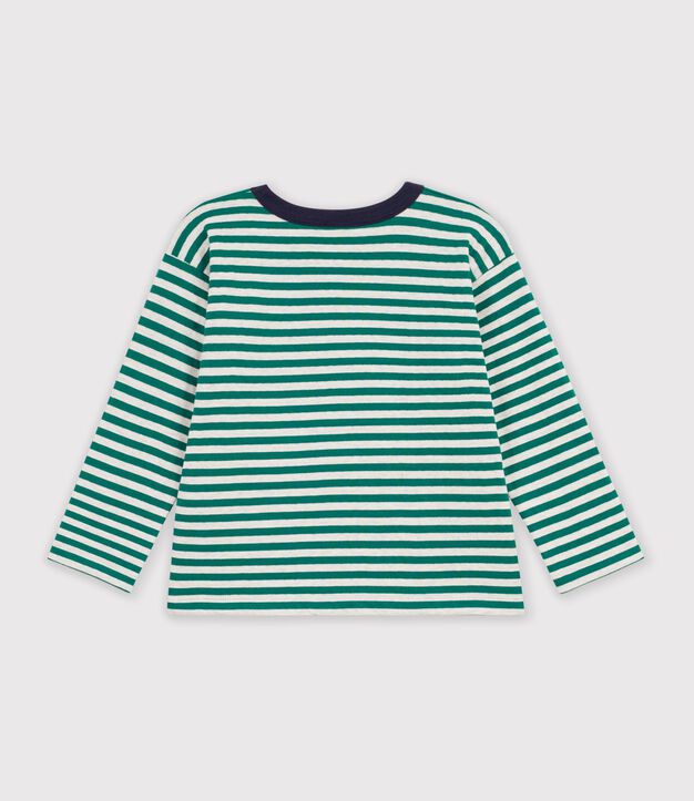 Lang&auml;rmeliges Kinder-T-Shirt mit Streifen gr&uuml;n/beige/gr&uuml;n