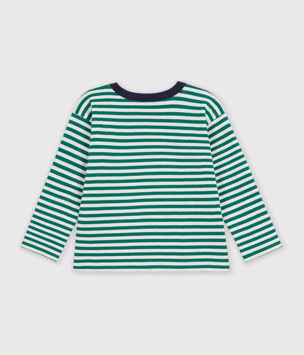 Lang&auml;rmeliges Kinder-T-Shirt mit Streifen gr&uuml;n/beige/gr&uuml;n